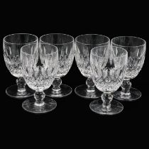 Waterford Glass, set of 6 cut-glass wine goblets, height 13.5cm All in very good condition
