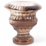 An unusual Georgian carved smoky quartz urn-shaped miniature pot, height 6.5cm 1 chip under the rim,