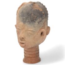 Ashanti terracotta double-face memorial head figure, height 26cm