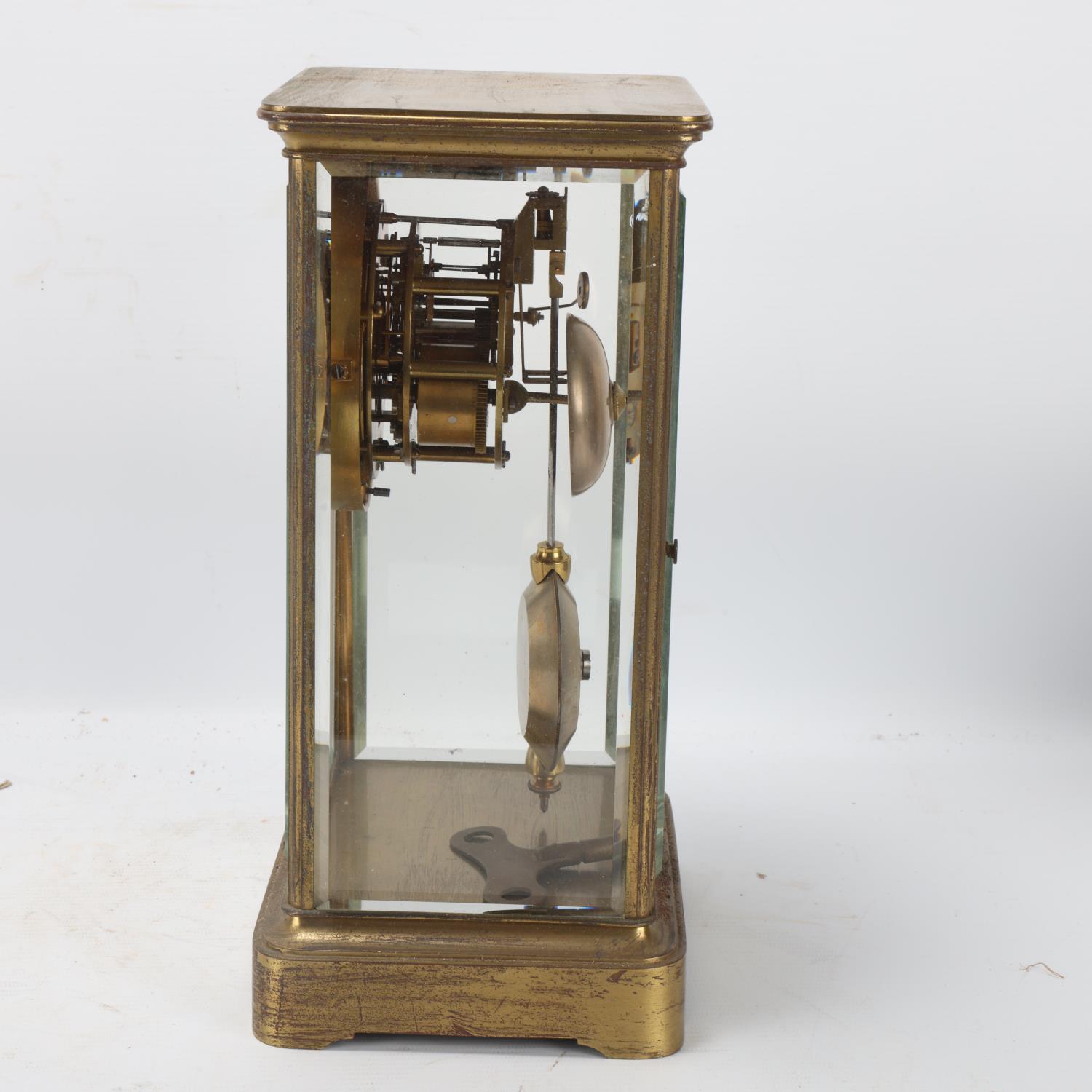 A 19th century French 4-glass regulator clock, gilt-brass case with bevel-glass panels, 8-day - Image 2 of 3