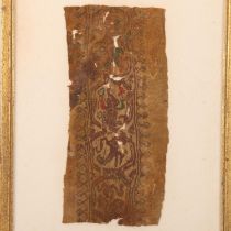 Ancient Egyptian Coptic woven textile fragment, 200 - 300AD, with crocodile design, textile measures