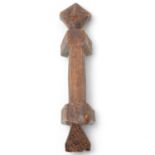 Songye Zoomorphic carved wood headrest, Congo, length 27cm