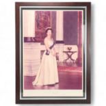 HRH Queen Elizabeth II, full length photographic portrait print, with original ink signature below