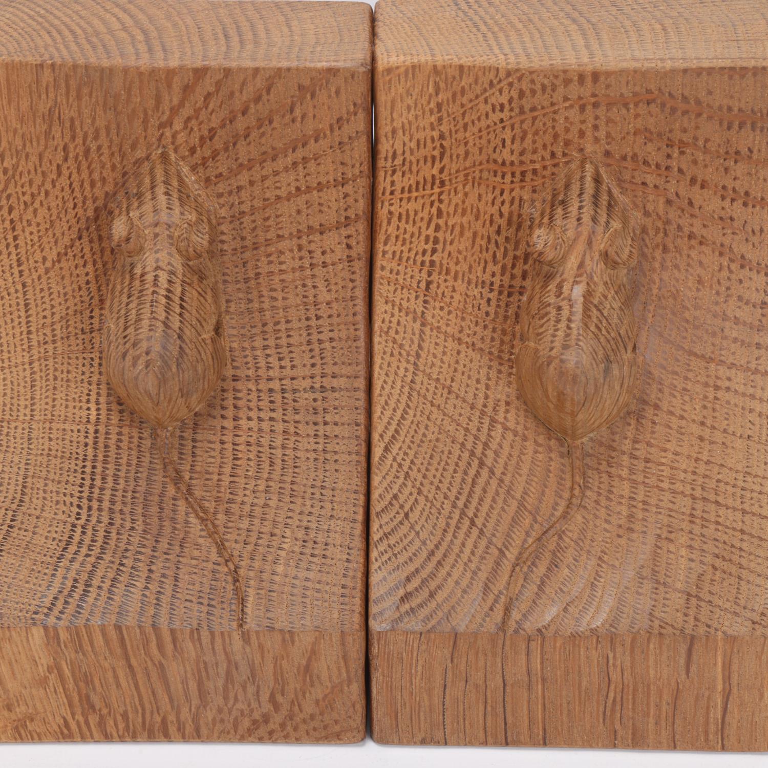 Robert Mouseman Thompson, pair of oak bookends, probably circa 1970s, height 15cm Good condition - Image 3 of 3