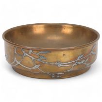 Otto Heintz, American Arts and Crafts bowl, sterling silver on bronze for Heintz Art Metal Shop,