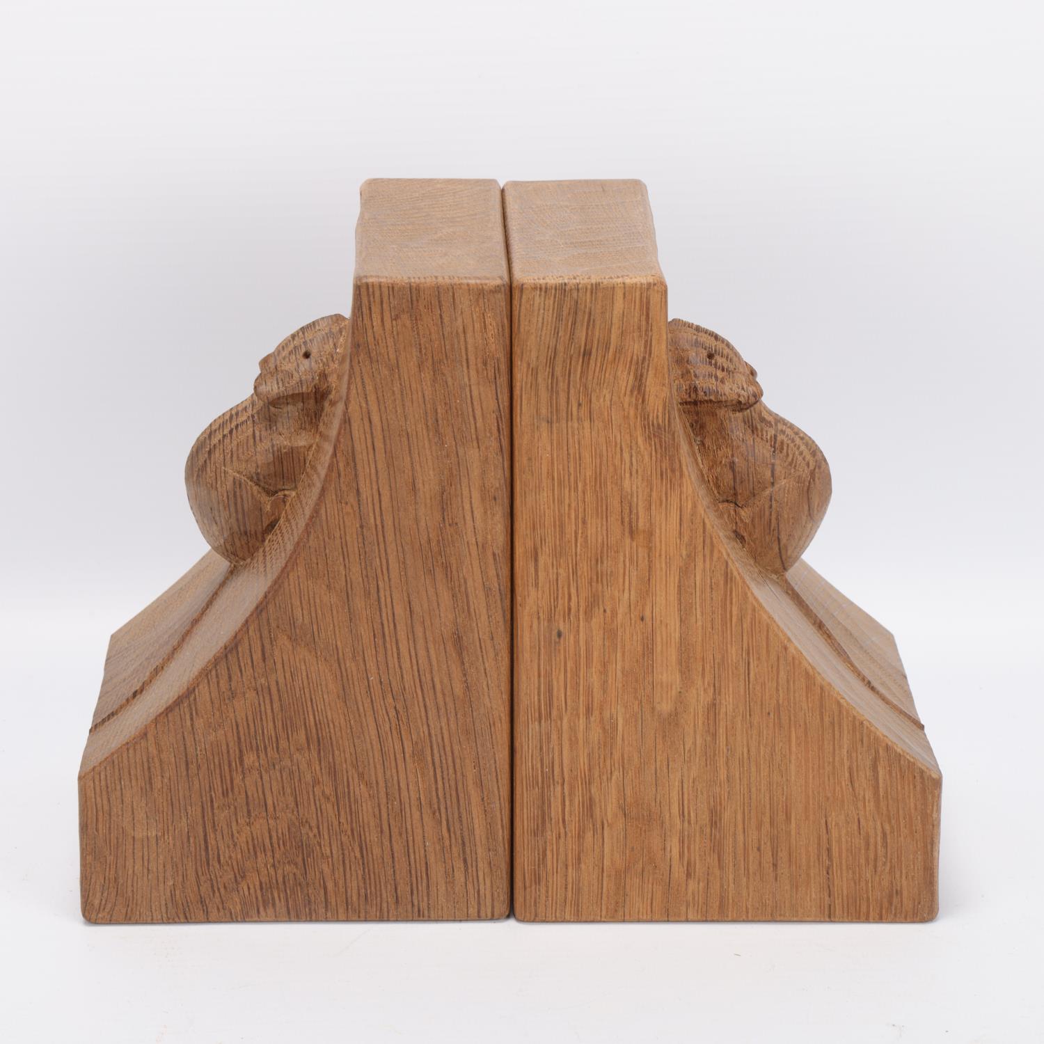 Robert Mouseman Thompson, pair of oak bookends, probably circa 1970s, height 15cm Good condition - Image 2 of 3