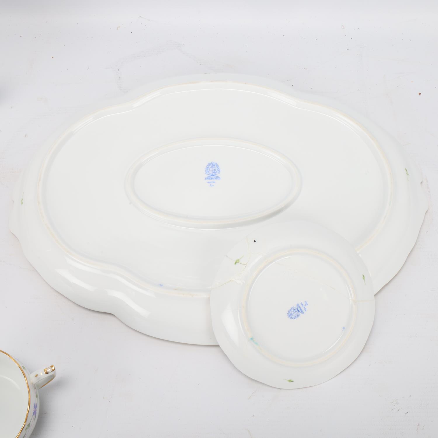 Herend Porcelain, hand painted and gilded tea-for-two set on matching tray, tray length 40cm All - Image 3 of 3