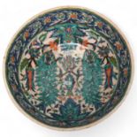 An Ohanessian Jerusalem Armenian pottery bowl with Iznic decoration, indistinctly marked, circa