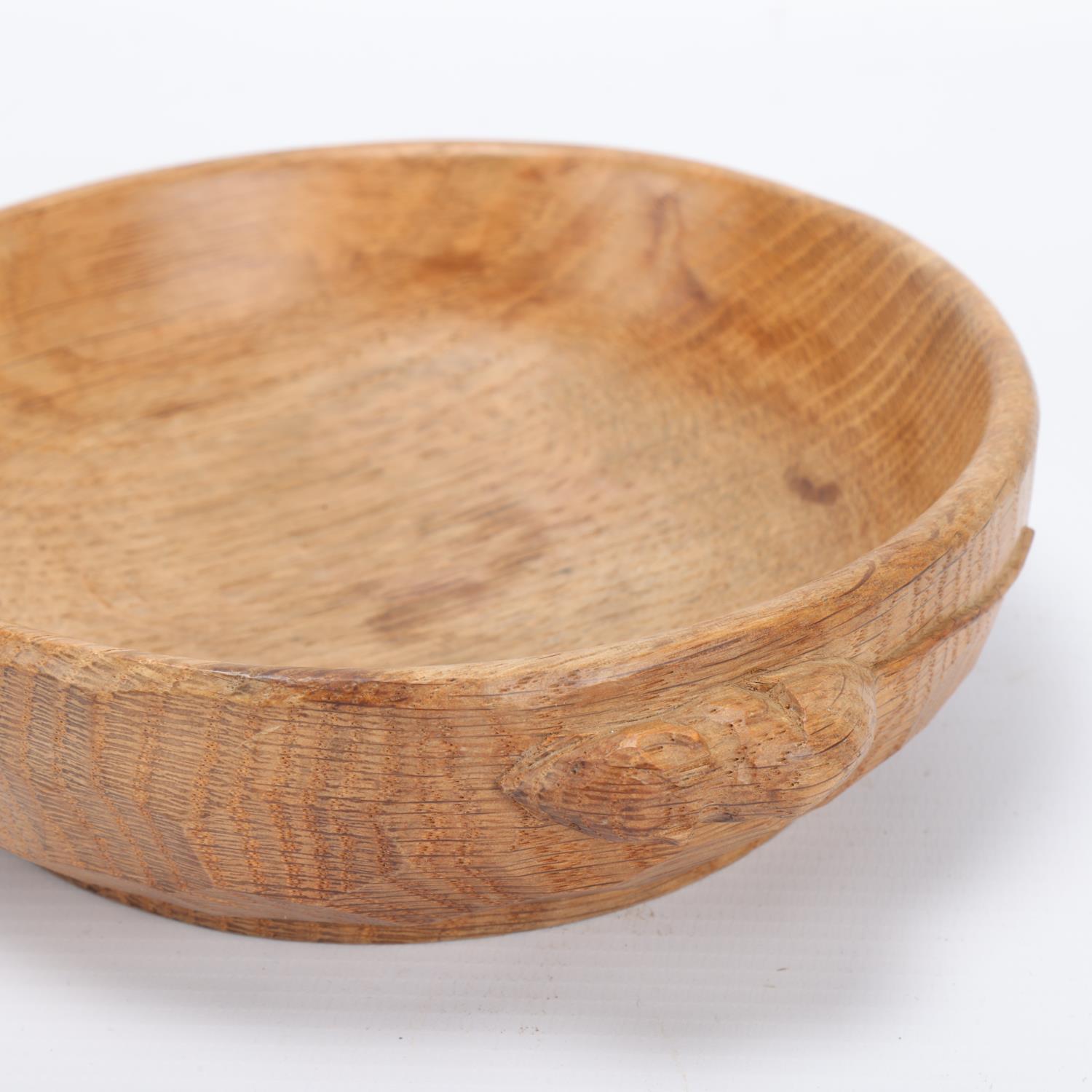 Robert Mouseman Thompson, circular oak bowl, diameter 15.5cm Good condition - Image 3 of 3
