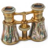 Pair of 19th century gilt-brass and abalone opera glasses Good condition, no damage