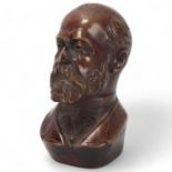 Miniature 19th century bronze bust of a gentleman, indistinctly signed P Danbiere?, height 7cm