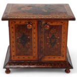 Tunbridge Ware, 19th century maple and micro-mosaic table cabinet, floral parquetry top with 2 doors