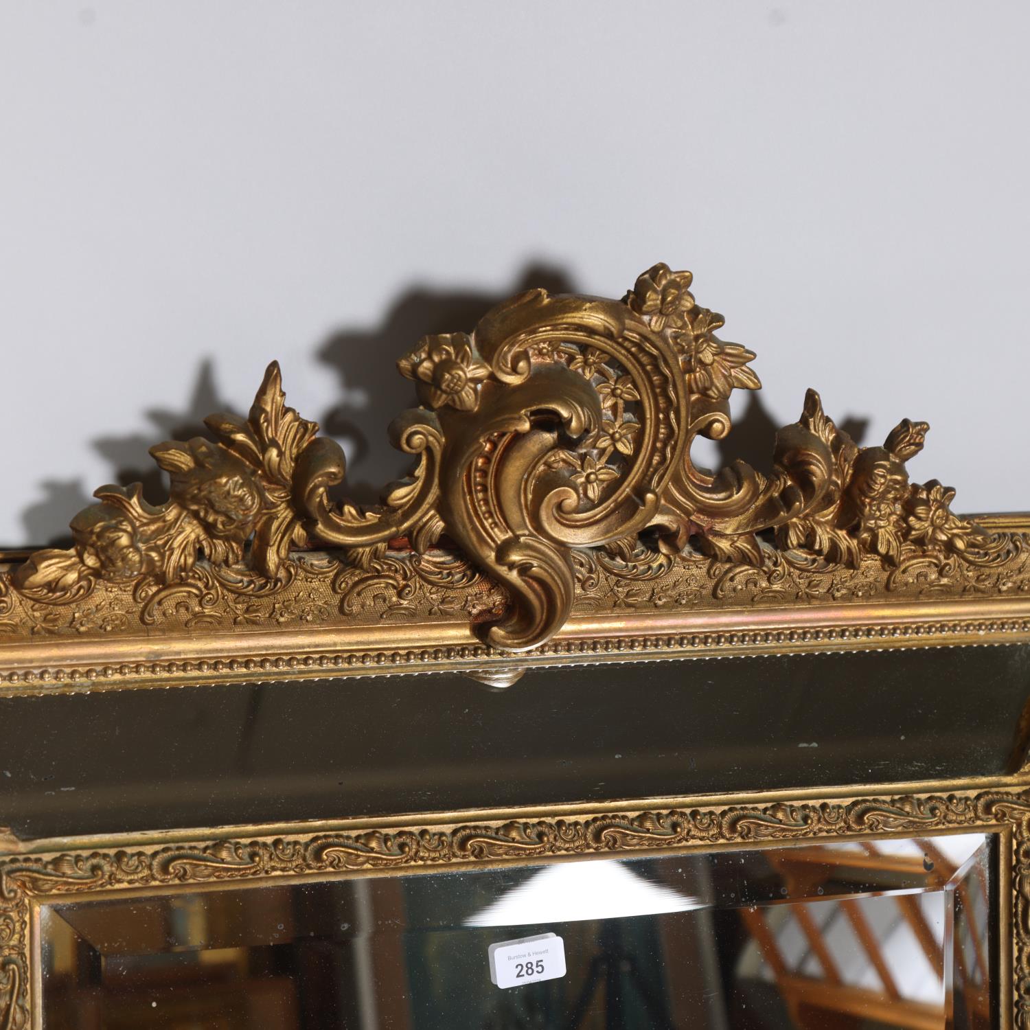A Venetian style gilt-gesso framed wall mirror, with bevel panels, dimensions excluding pediment - Image 2 of 3