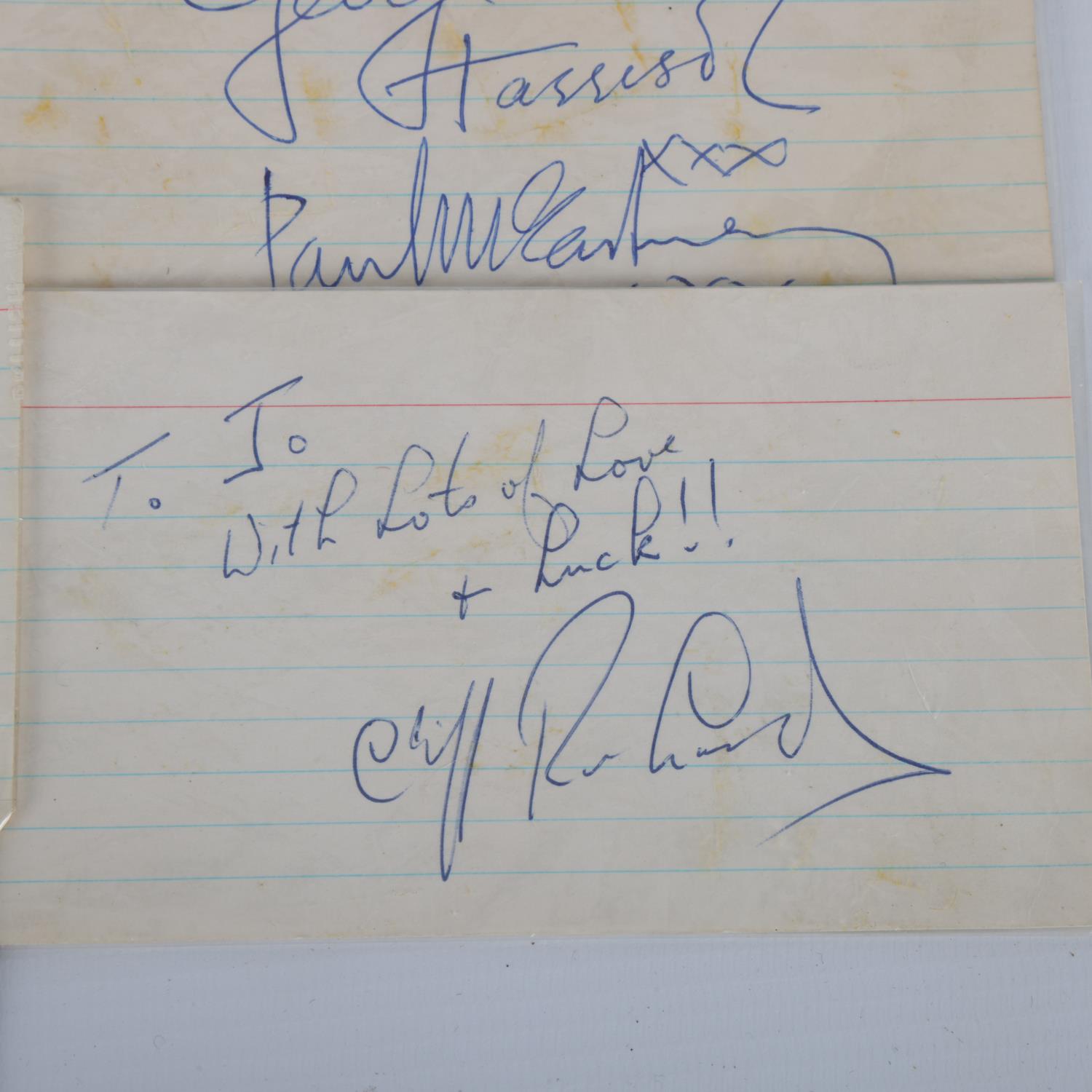 BEATLES INTEREST - A set of index cards signed by all four Beatles, separate cards for Paul - Image 3 of 3