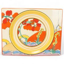 Clarice Cliff for Royal Staffordshire Pottery, Biarritz pattern plate, 26cm x 20.5cm Very good