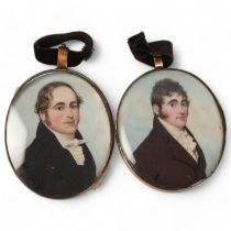 Frederick Buck (1771 - 1840), pair of miniature watercolours on ivory, portraits of gentlemen,