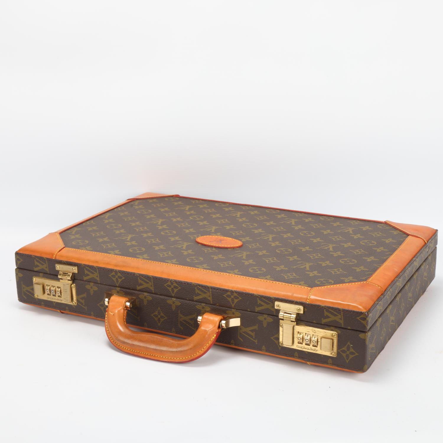 LOUIS VUITTON - leather-bound monogram briefcase, with Gagiva combination locks, 45cm x 30cm x 8cm - Image 2 of 3