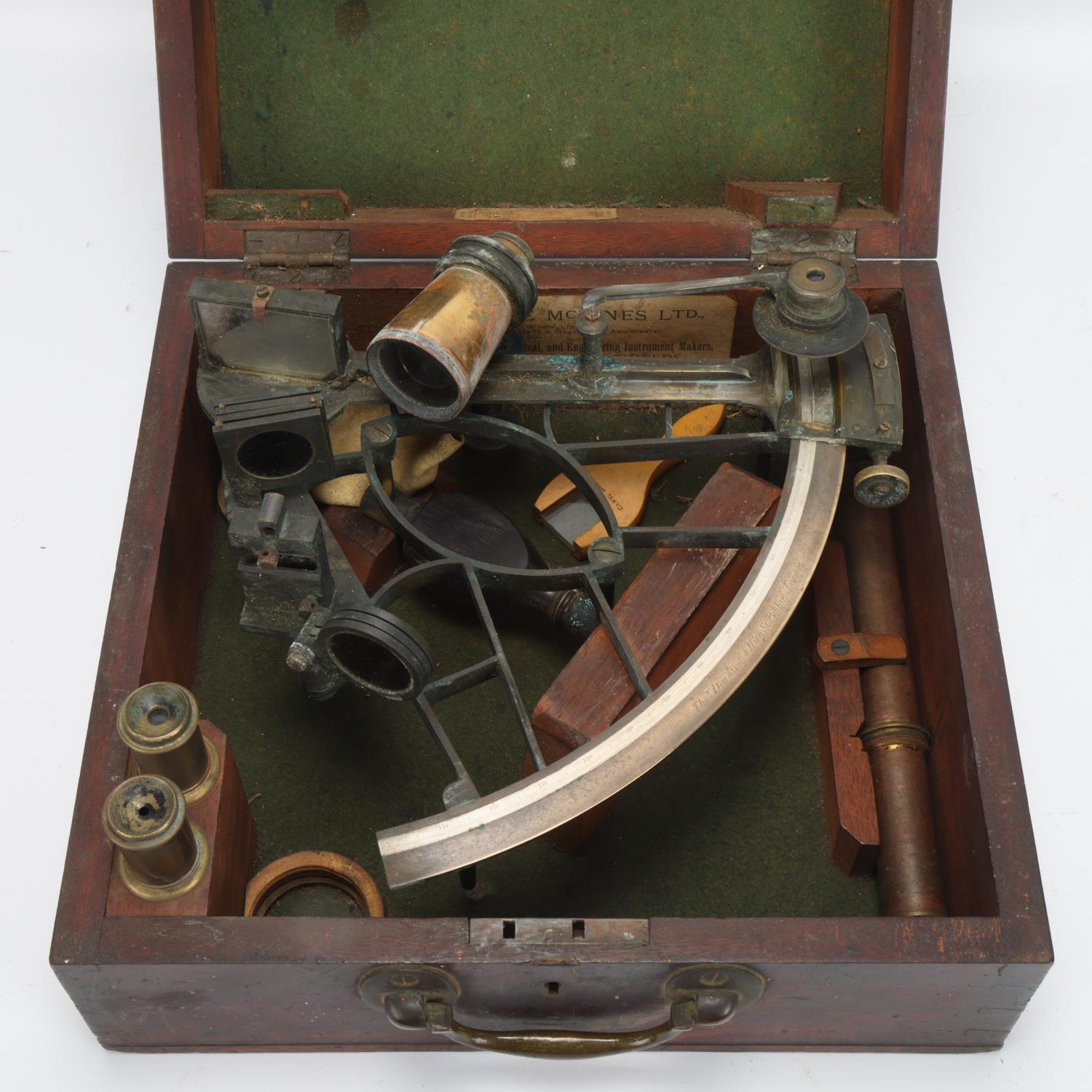A 19th century brass sextant, by Thomas Downing of High Street Poplar London, with original spare - Image 3 of 3