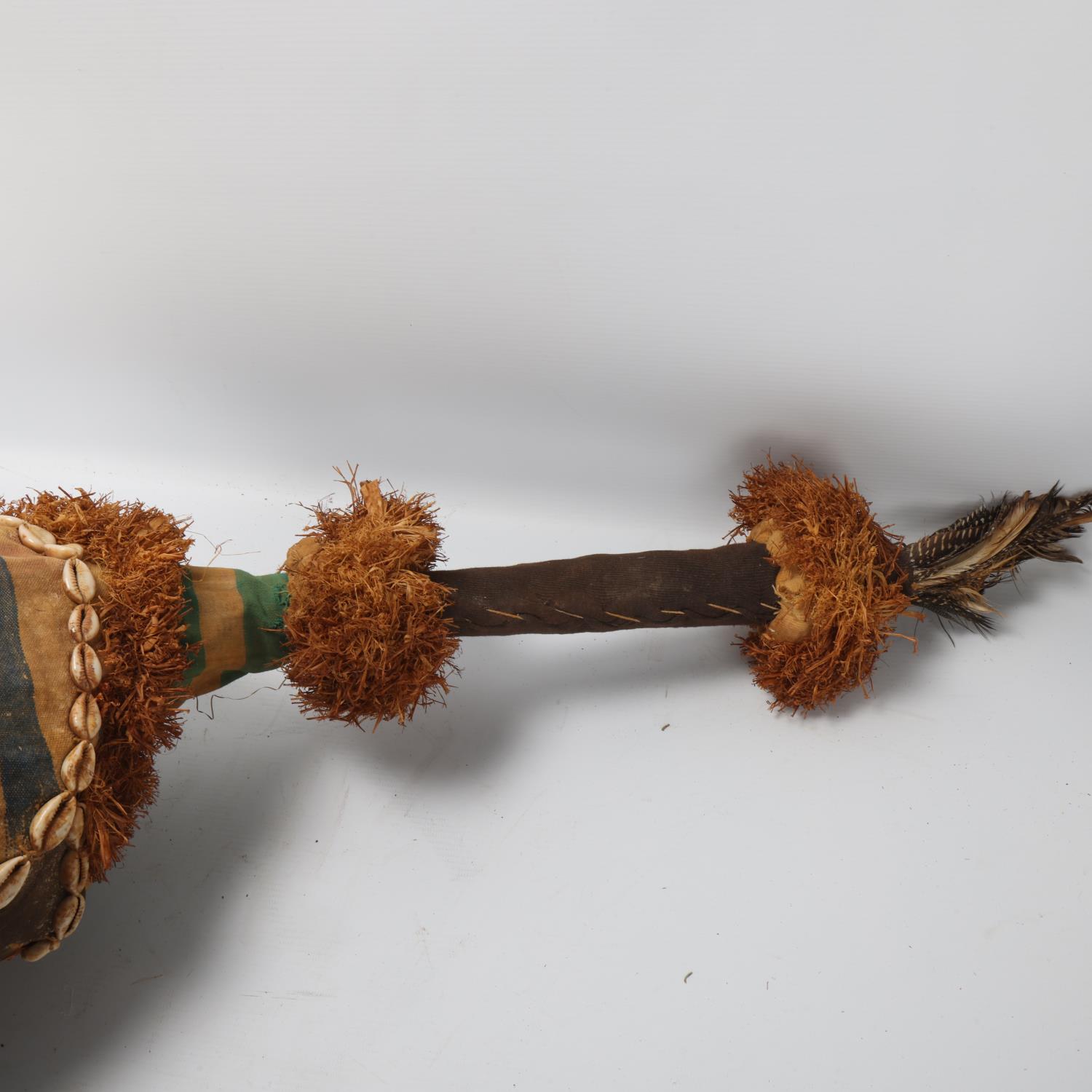 African Dan mask headdress, with fabric and shell mount, Ivory Coast - Image 2 of 3