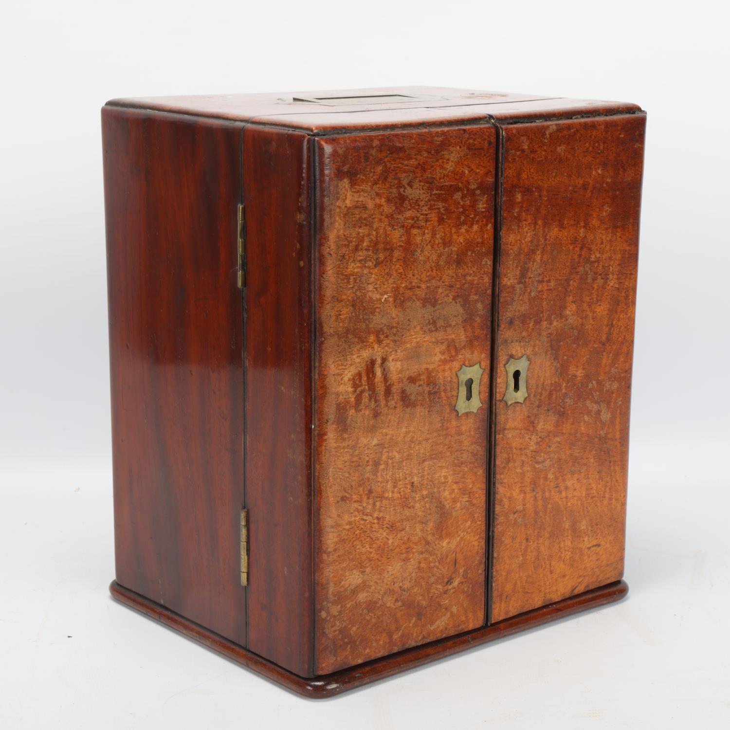 A 19th century mahogany apothecary box, recessed brass carrying handle, and fitted interior with 2 - Image 3 of 3