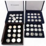 50 silver commemorative British and Commonwealth coins, all in original capsules and in presentation