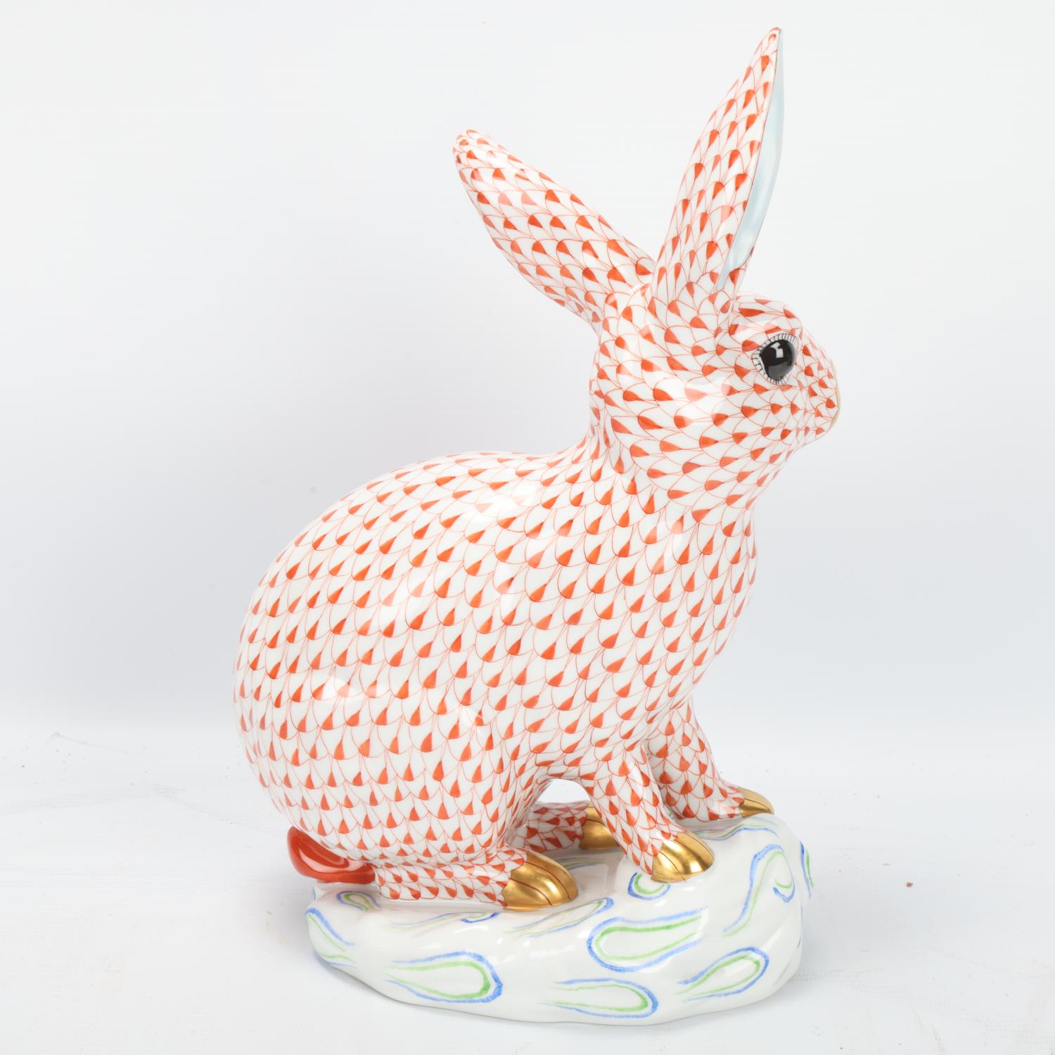 Herend Porcelain, large hand painted and gilded rabbit, height 29.5cm Perfect condition - Image 3 of 3