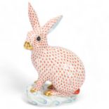 Herend Porcelain, large hand painted and gilded rabbit, height 29.5cm Perfect condition