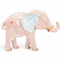 Herend Porcelain, large hand painted and gilded elephant, length approx 35cm, height 25cm Perfect