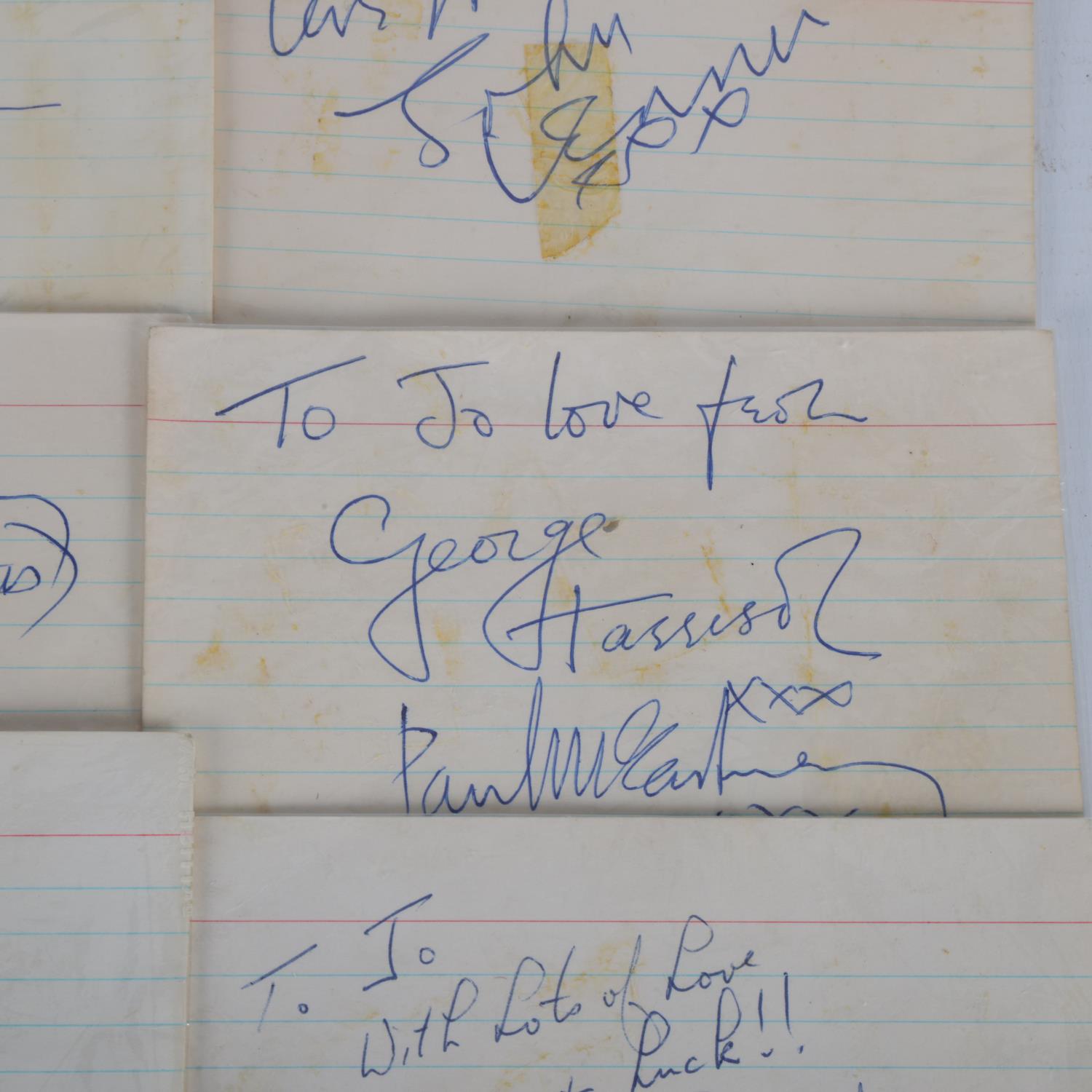 BEATLES INTEREST - A set of index cards signed by all four Beatles, separate cards for Paul - Image 2 of 3