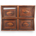 A set of 4 x 19th century Napoleonic prisoner of war straw-work marquetry pictures depicting harbour