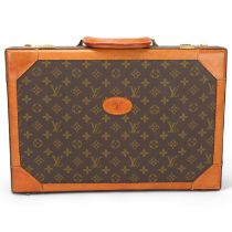 LOUIS VUITTON - leather-bound monogram briefcase, with Gagiva combination locks, 45cm x 30cm x 8cm