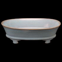 A Chinese pale blue glaze celadon porcelain bowl, length 23cm No chips cracks or restoration