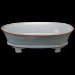 A Chinese pale blue glaze celadon porcelain bowl, length 23cm No chips cracks or restoration