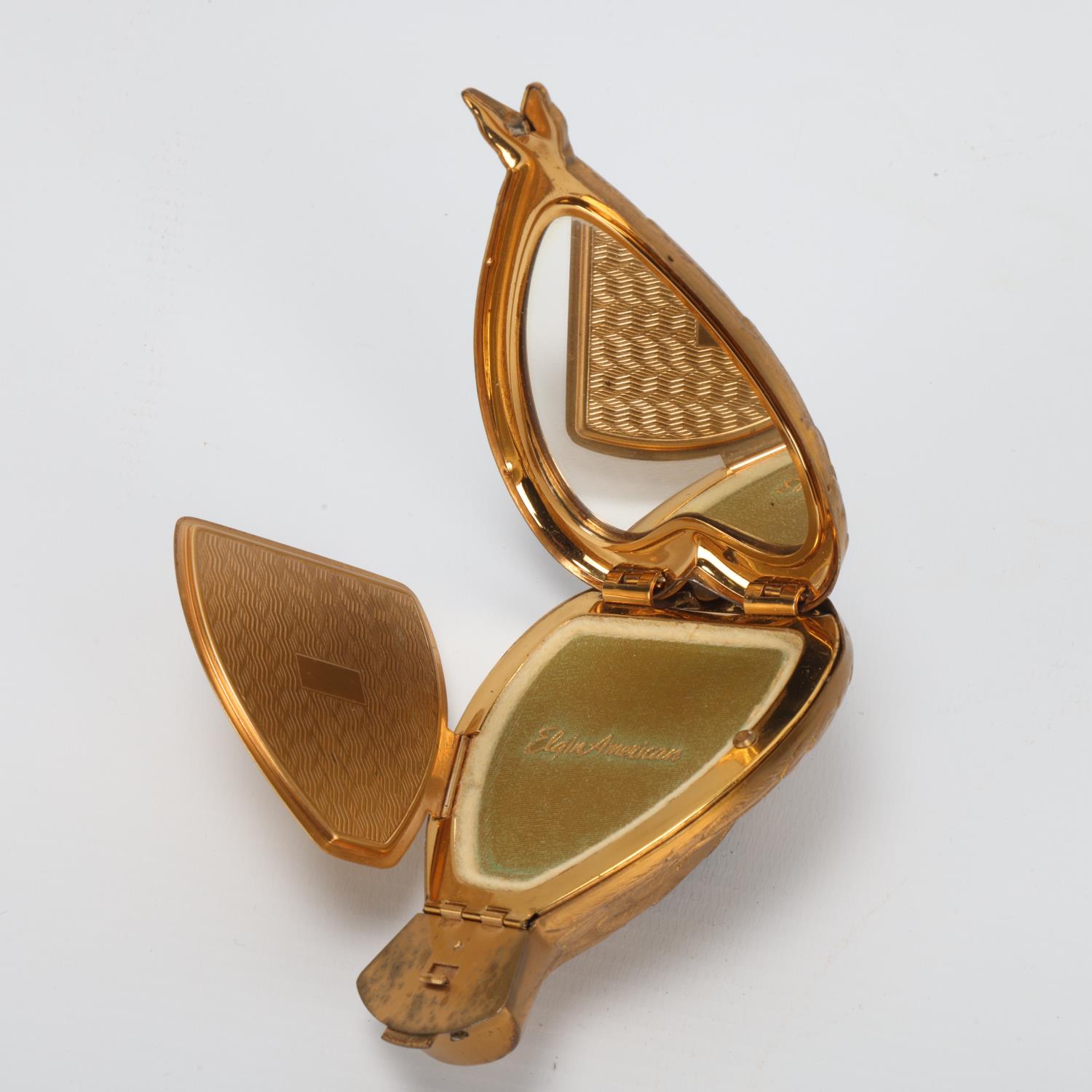 Salvador Dali, Bird In Hand compact, circa 1950, gilt-brass with removeable head for lipstick, - Image 2 of 3