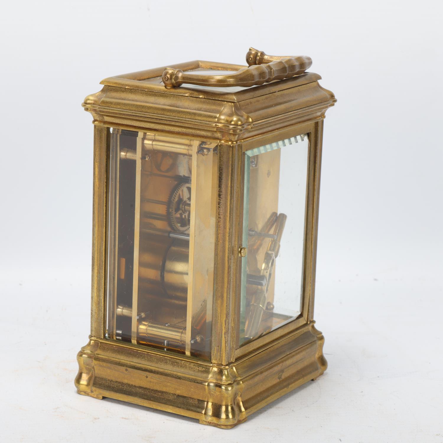 French brass-cased carriage clock, by James Beaven, case height 15cm Brass case lightly tarnished, - Image 2 of 3