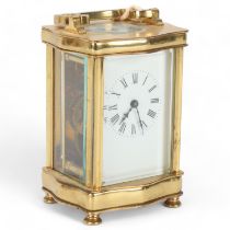 French brass-cased carriage clock, case height 12cm Case and dial in good condition but not seen