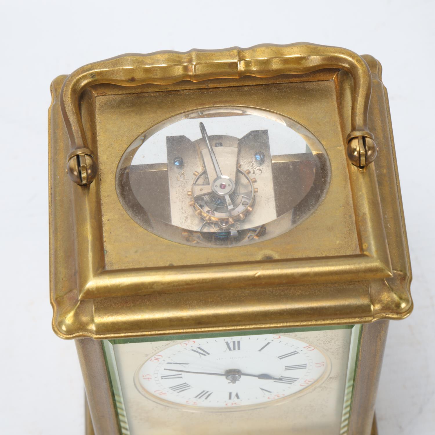 French brass-cased carriage clock, by James Beaven, case height 15cm Brass case lightly tarnished, - Image 3 of 3