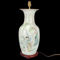 A Chinese porcelain table lamp, height to rim 47cm Good condition