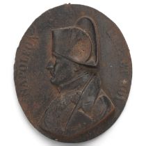 Napoleon Bonaparte, cast-iron relief plaque by Antoine Bovy (1795 - 1877), 22.5cm x 19cm Original