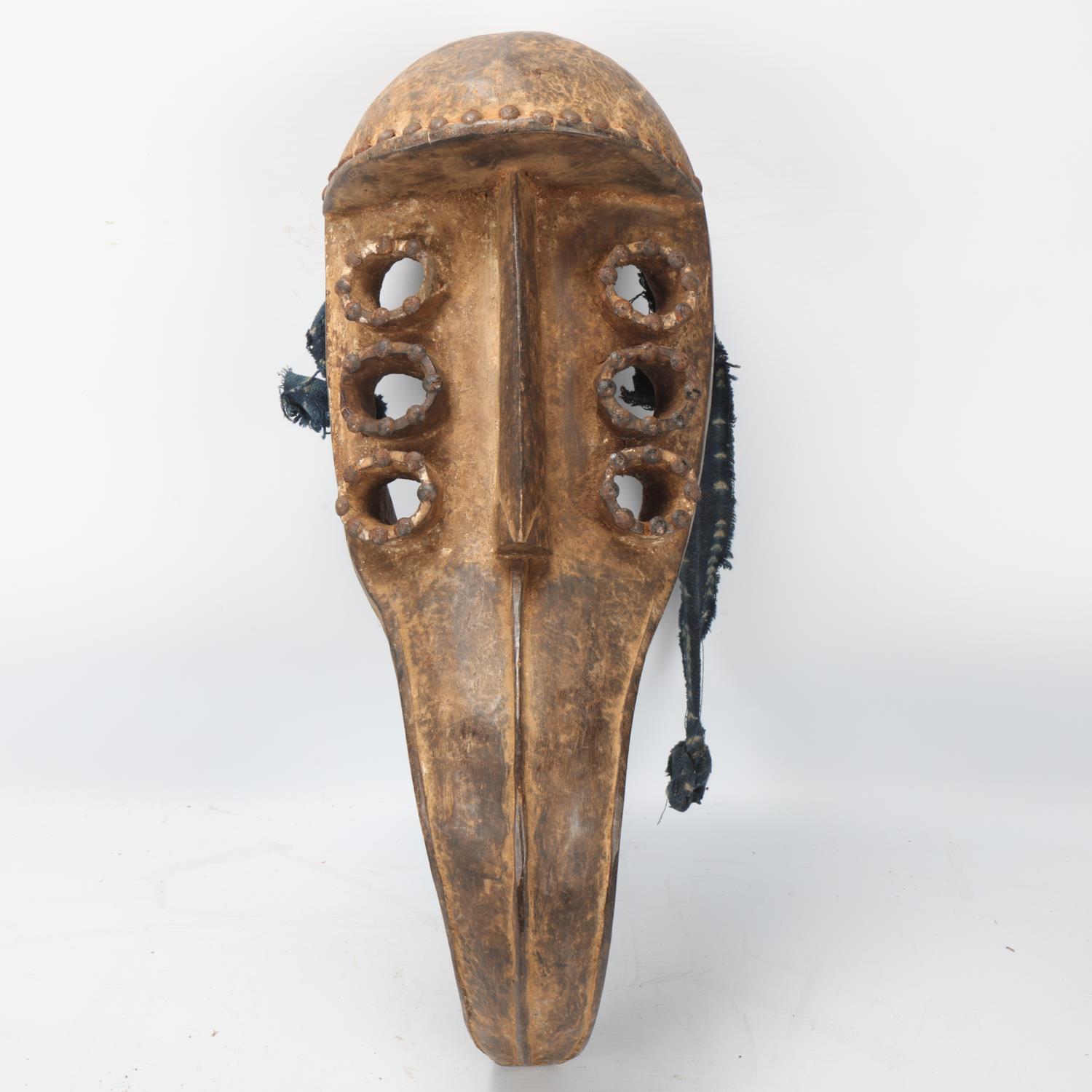 African Grebo carved wood beak mask, Liberia, length 46cm - Image 2 of 3