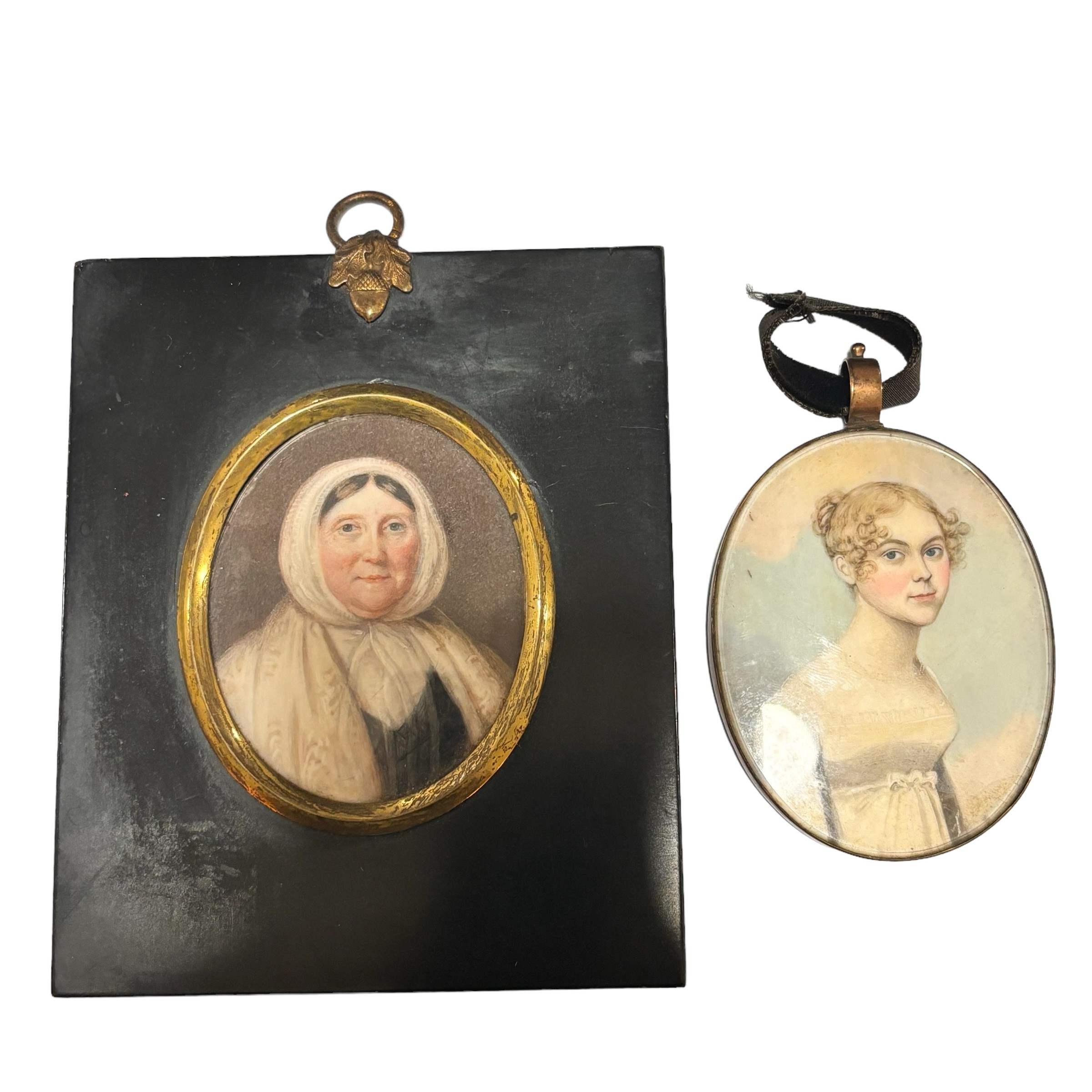 **DESCRIPTION CHANGE** Early 19th century miniature watercolour portrait of a young woman,