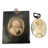 **DESCRIPTION CHANGE** Early 19th century miniature watercolour portrait of a young woman,