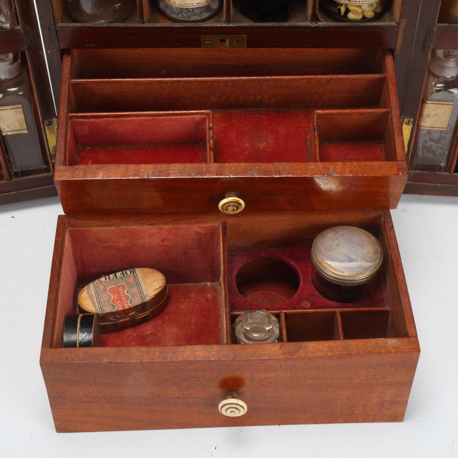 A 19th century mahogany apothecary box, recessed brass carrying handle, and fitted interior with 2 - Image 2 of 3