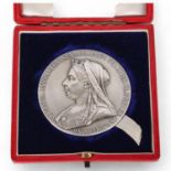 Queen Victorian Diamond Jubilee medallion, 1837 - 1897, diameter 5.5cm, original Morocco leather