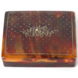 19th century rectangular tortoiseshell and pique inlaid box, 8.5cm x 6.5cm Good condition, no