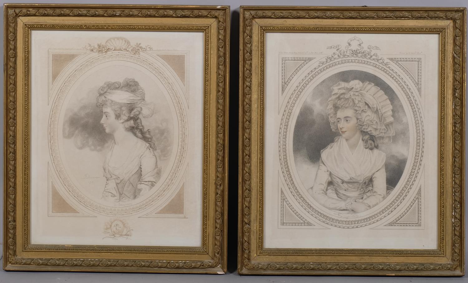 4 portraits of Gainsborough ladies, engravings, published 1908, framed, overall frame dimensions - Image 3 of 4