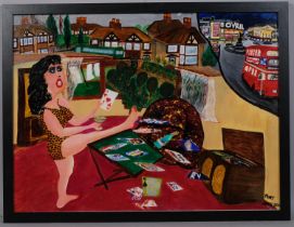 David Morton White, My Babycham Girl, acrylic on paper, signed, 60cm x 80cm, framed Good condition