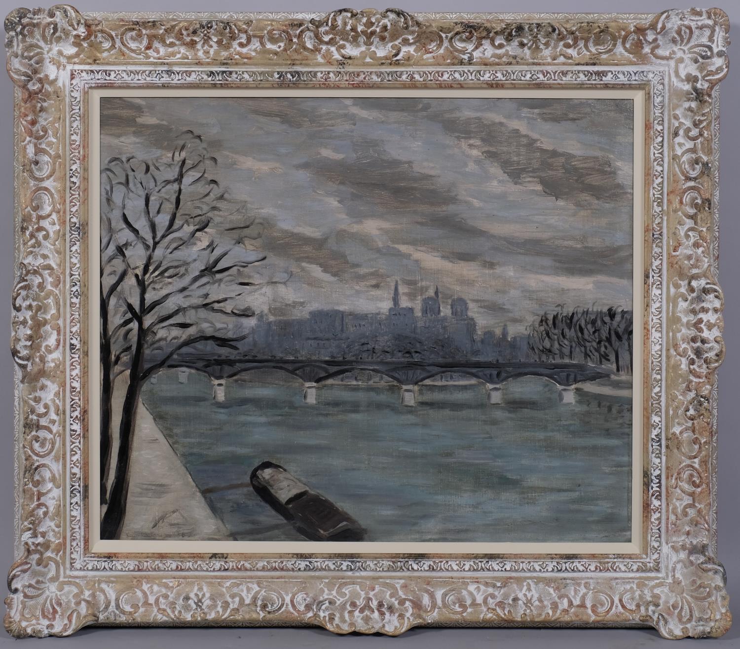 Lelia Caetani (1913 - 1977), the Seine, oil on canvas, 46cm x 55cm, framed, provenance: Alex