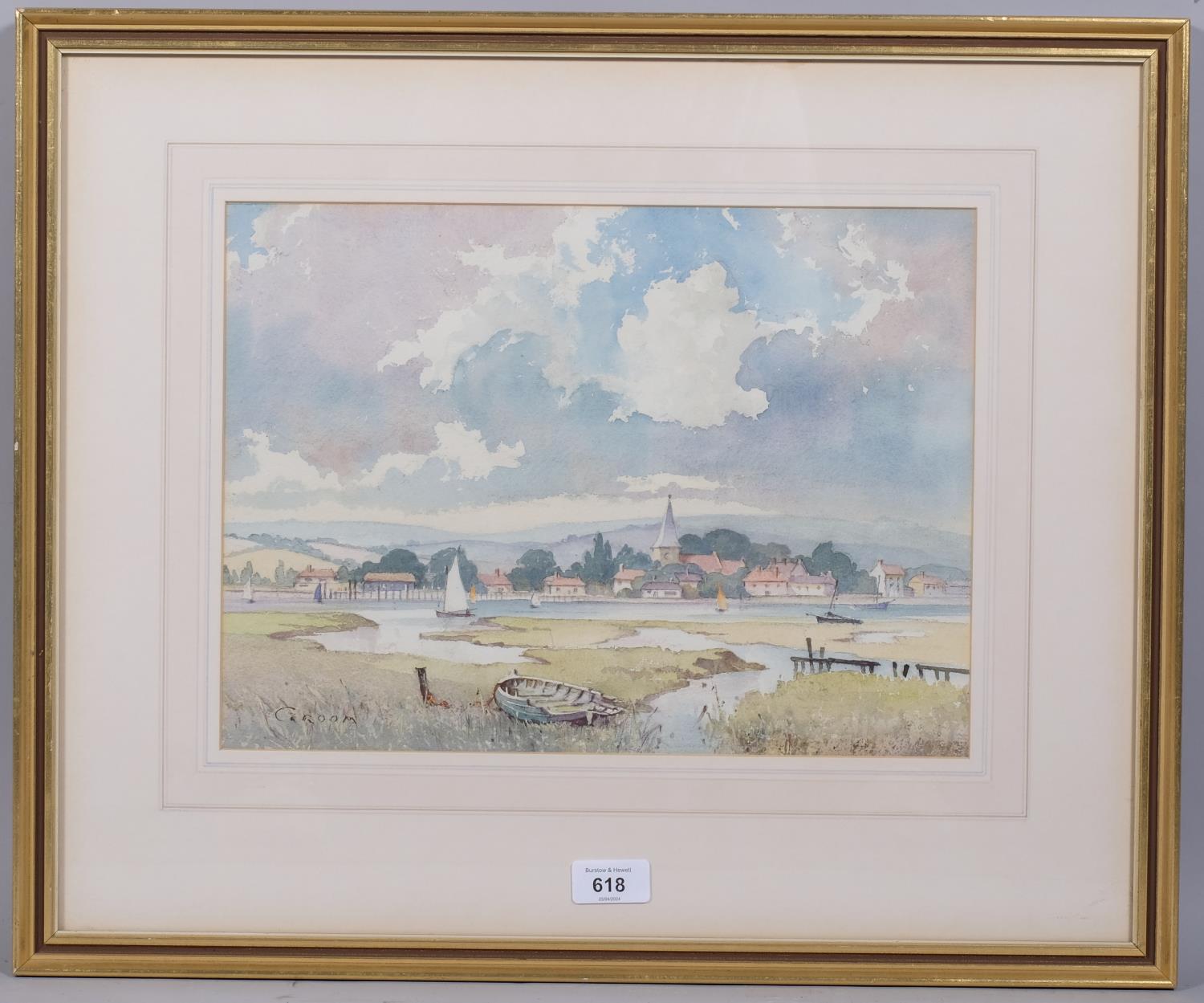 Emerso Harold Groom, Bosham harbour, watercolour, signed, 27cm x 37cm, framed Good condition - Image 2 of 4