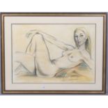 Ronald Cameron (1930 - 2013), nude life study, coloured pastels, signed, 51cm x 72cm, framed Good